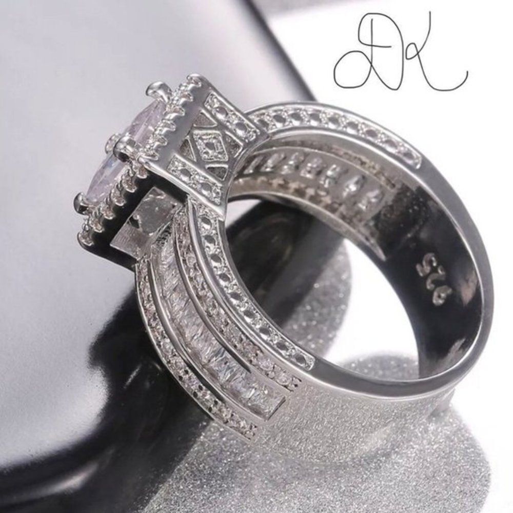 WEDDING RING BRIDAL RING ENGAGMENT PRINCE CUT RING - Picture 9 of 10